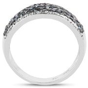 Bids.com 0.80 Carat Genuine Blue Diamond and White Diamond .925 Sterling Silver Ring Rings