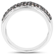 Bids.com 0.87 Carat Genuine Champagne Diamond and White Diamond .925 Sterling Silver Ring Rings