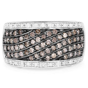 Bids.com 0.87 Carat Genuine Champagne Diamond and White Diamond .925 Sterling Silver Ring Rings