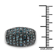 Bids.com 0.83 Carat Genuine Blue Diamond and White Diamond .925 Sterling Silver Ring Rings