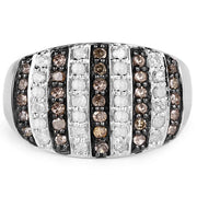 Bids.com 0.83 Carat Genuine Champagne Diamond and White Diamond .925 Sterling Silver Ring Rings