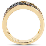 Bids.com 14K Yellow Gold Plated 1.25 Carat Genuine Black Diamond, Champagne Diamond & Yellow Diamond .925 Sterling Silver Ring Rings