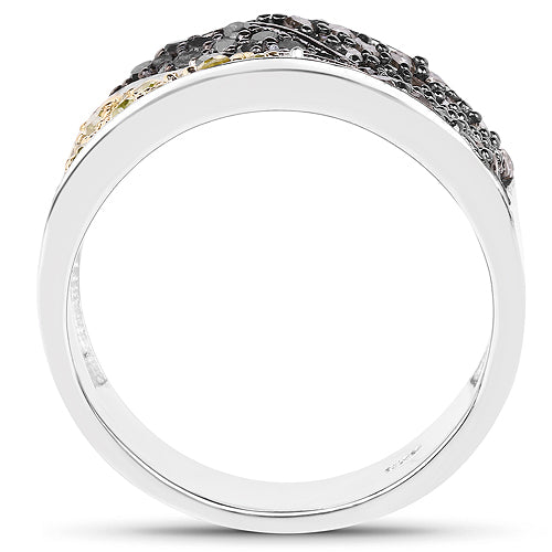 Bids.com 1.32 Carat Genuine multi Diamond .925 Sterling Silver Ring Rings