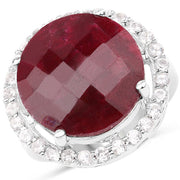 Bids.com 13.10 Carat Dyed Ruby and White Topaz .925 Sterling Silver Ring Rings