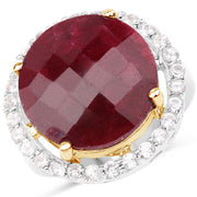 Bids.com 13.10 Carat Dyed Ruby and White Topaz .925 Sterling Silver Ring Rings