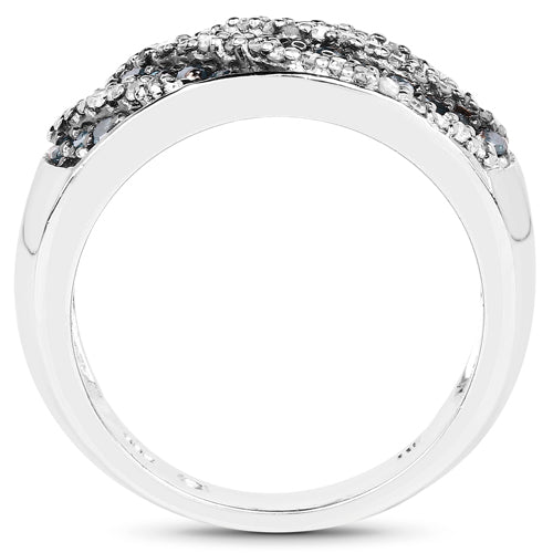 Bids.com 0.62 Carat Genuine Blue Diamond and White Diamond .925 Sterling Silver Ring Rings