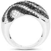Bids.com 1.26 Carat Genuine Black Diamond and White Diamond .925 Sterling Silver Ring Rings