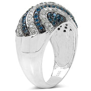 Bids.com 1.34 Carat Genuine Blue Diamond & White Diamond .925 Sterling Silver Ring Rings