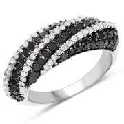 Bids.com 1.25 Carat Genuine Black Diamond & White Diamond .925 Sterling Silver Ring Rings