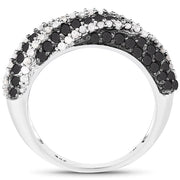 Bids.com 1.25 Carat Genuine Black Diamond & White Diamond .925 Sterling Silver Ring Rings