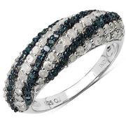 Bids.com 1.25 Carat Genuine Blue Diamond and White Diamond .925 Sterling Silver Ring Rings