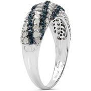 Bids.com 1.25 Carat Genuine Blue Diamond and White Diamond .925 Sterling Silver Ring Rings