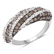 Bids.com 1.25 Carat Genuine Champagne Diamond & White Diamond .925 Sterling Silver Ring Rings