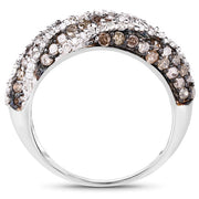 Bids.com 1.25 Carat Genuine Champagne Diamond & White Diamond .925 Sterling Silver Ring Rings