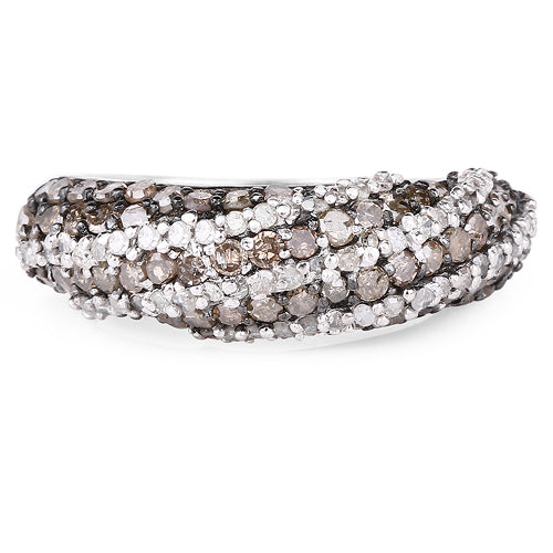 Bids.com 1.25 Carat Genuine Champagne Diamond & White Diamond .925 Sterling Silver Ring Rings