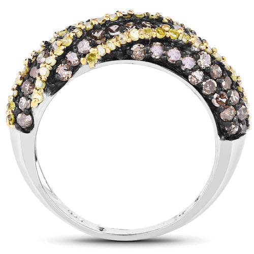 Bids.com 1.25 Carat Genuine Champagne Diamond and Yellow Diamond .925 Sterling Silver Ring Rings