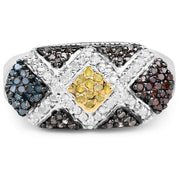 Bids.com 0.61 Carat Genuine Multi Diamond .925 Sterling Silver Ring Rings