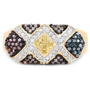 Bids.com 14K Yellow Gold Plated 0.61 Carat Genuine Multi Diamond .925 Sterling Silver Ring Rings