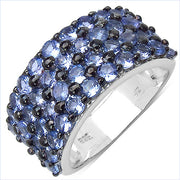 Bids.com 3.08 Carat Genuine Tanzanite .925 Sterling Silver Ring Rings