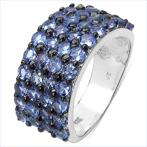 Bids.com 3.08 Carat Genuine Tanzanite .925 Sterling Silver Ring Rings