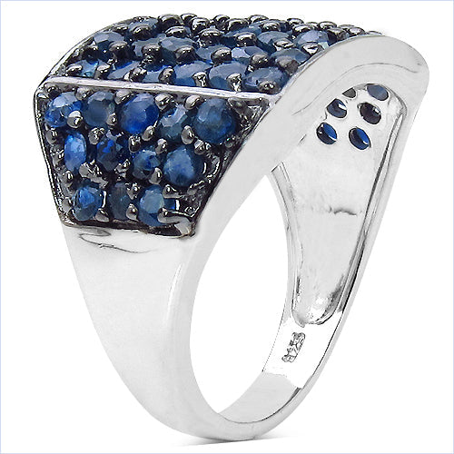 Bids.com 2.86 Carat Genuine Blue Sapphire .925 Sterling Silver Ring Rings