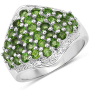 Bids.com 2.41 Carat Genuine Chrome Diopside and White Topaz .925 Sterling Silver Ring Rings