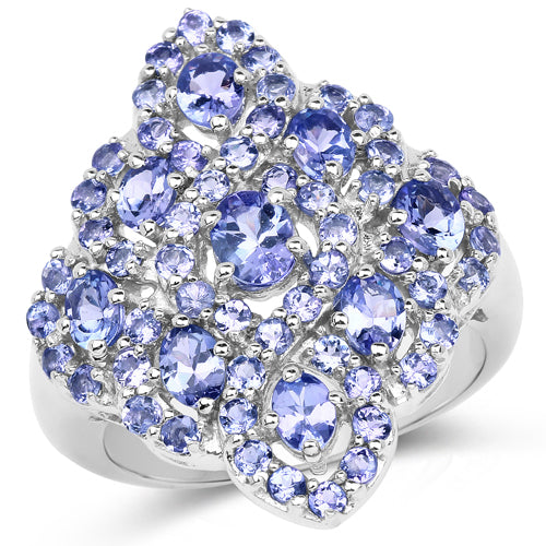 Bids.com 3.31 Carat Genuine Tanzanite .925 Sterling Silver Ring Rings