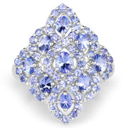 Bids.com 3.31 Carat Genuine Tanzanite .925 Sterling Silver Ring Rings
