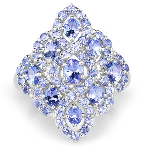 Bids.com 3.31 Carat Genuine Tanzanite .925 Sterling Silver Ring Rings