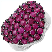 Bids.com 3.53 Carat Genuine Ruby .925 Sterling Silver Ring Rings