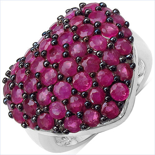 Bids.com 3.53 Carat Genuine Ruby .925 Sterling Silver Ring Rings