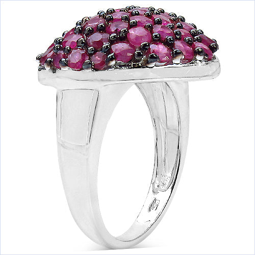 Bids.com 3.53 Carat Genuine Ruby .925 Sterling Silver Ring Rings