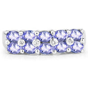 Bids.com 1.76 Carat Genuine Tanzanite and White Sapphire .925 Sterling Silver Ring Rings