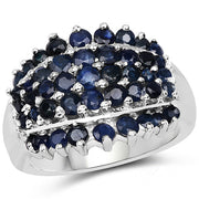 Bids.com 2.70 Carat Genuine Blue Sapphire .925 Sterling Silver Ring Rings