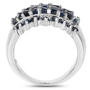 Bids.com 2.70 Carat Genuine Blue Sapphire .925 Sterling Silver Ring Rings