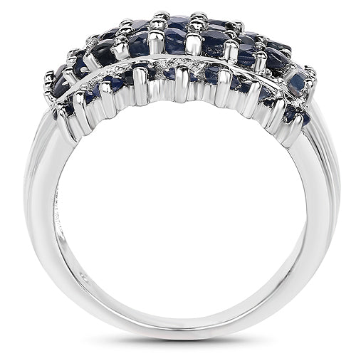 Bids.com 2.70 Carat Genuine Blue Sapphire .925 Sterling Silver Ring Rings