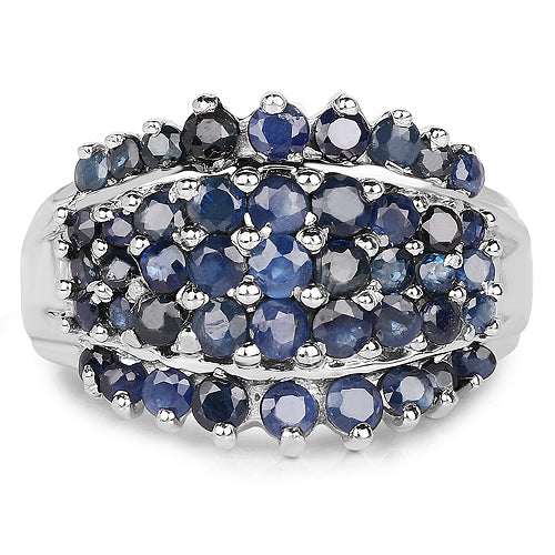 Bids.com 2.70 Carat Genuine Blue Sapphire .925 Sterling Silver Ring Rings