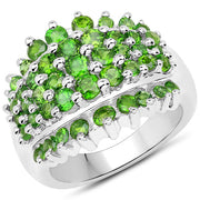 Bids.com 2.48 Carat Genuine Chrome Diopside .925 Sterling Silver Ring Rings