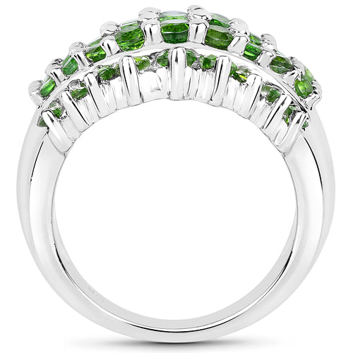 Bids.com 2.48 Carat Genuine Chrome Diopside .925 Sterling Silver Ring Rings
