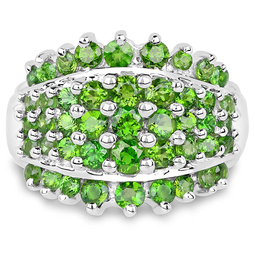 Bids.com 2.48 Carat Genuine Chrome Diopside .925 Sterling Silver Ring Rings