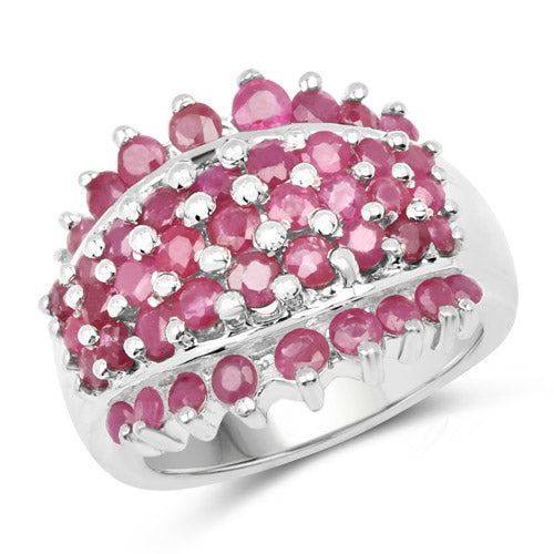 Bids.com 2.70 Carat Genuine Ruby .925 Sterling Silver Ring Rings