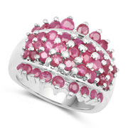 Bids.com 2.70 Carat Genuine Ruby .925 Sterling Silver Ring Rings