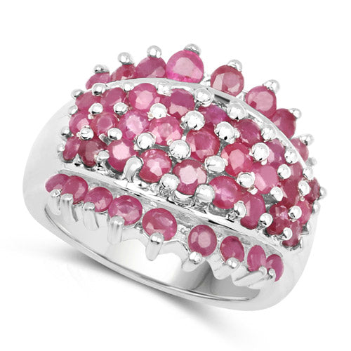 Bids.com 2.70 Carat Genuine Ruby .925 Sterling Silver Ring Rings