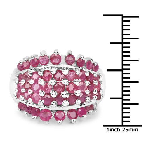 Bids.com 2.70 Carat Genuine Ruby .925 Sterling Silver Ring Rings
