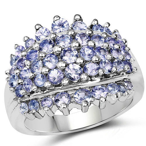 Bids.com 2.35 Carat Genuine Tanzanite .925 Sterling Silver Ring Rings