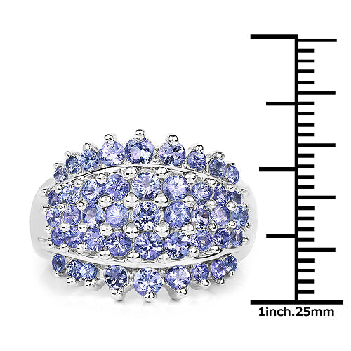Bids.com 2.35 Carat Genuine Tanzanite .925 Sterling Silver Ring Rings
