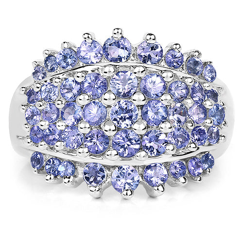 Bids.com 2.35 Carat Genuine Tanzanite .925 Sterling Silver Ring Rings