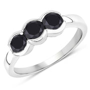 Bids.com 1.22 Carat Genuine Black Diamond .925 Sterling Silver Ring Rings