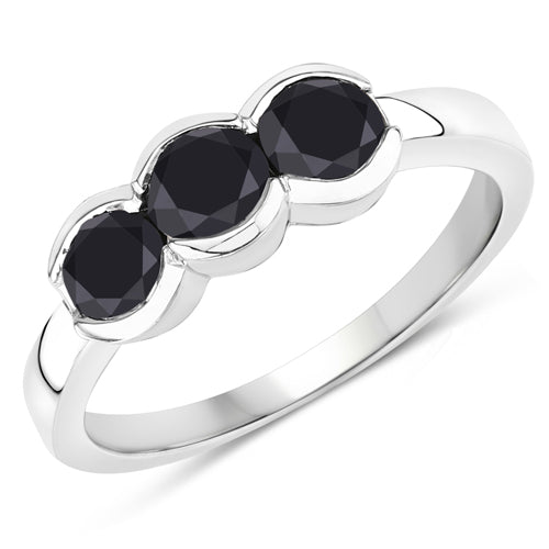 Bids.com 1.22 Carat Genuine Black Diamond .925 Sterling Silver Ring Rings
