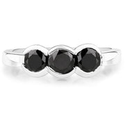 Bids.com 1.22 Carat Genuine Black Diamond .925 Sterling Silver Ring Rings